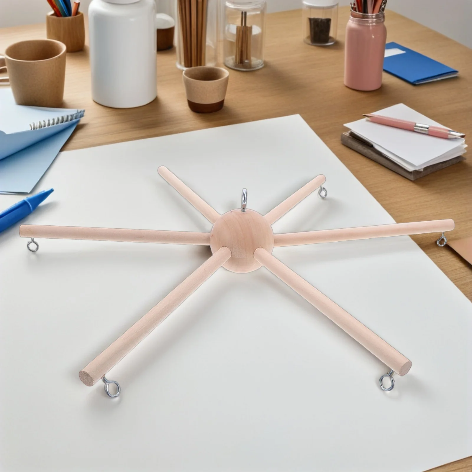 1Set Holz Windspiel Rahmen 6-Bein Runde Design Stabile DIY Hängen Ständer für Kinderzimmer Zimmer Dekor baby Mobile Halter Holz
