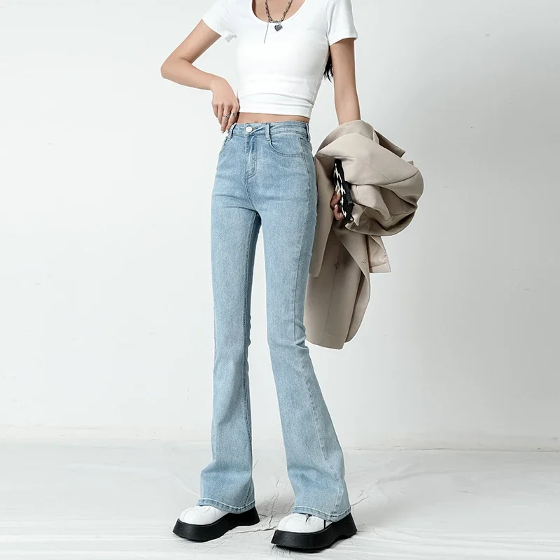 Zoenova Frauen ausgestellt Jeans lose Jeans hose unten gerade hohe Taille Stretch urban weibliche Flare Hose Mode 6 Farbe