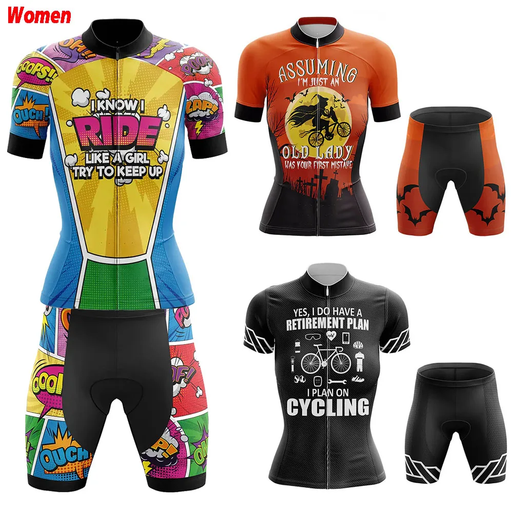 Ropa de ciclismo de poliéster como una chica, uniforme, Jersey, pantalones cortos de bicicleta para mujer, conjunto de pantalones de montaña para hombre, deportes de montaña