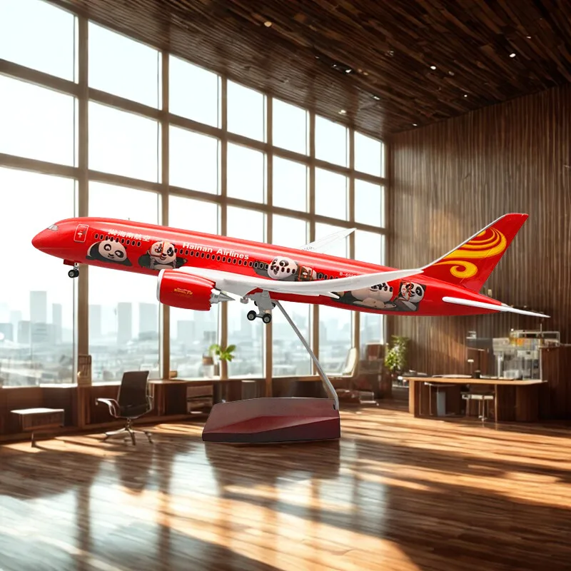 

B787 Resin Aircraft 43CM 1:130 Ratio Hainan Airlines Panda plane toy Model Light Wheel Collection Display Airplanes Decoration