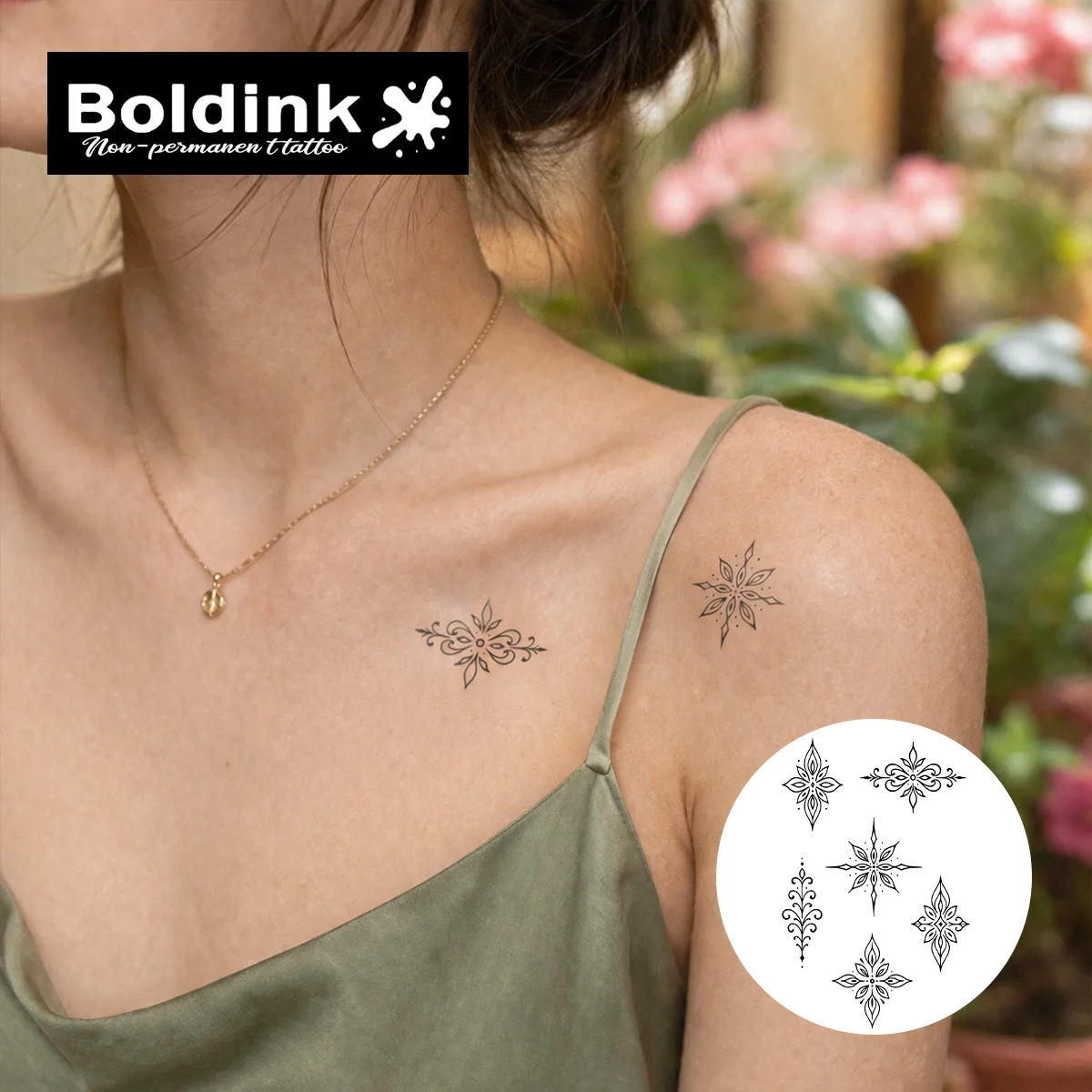 BOLDINK Minimalist Mandala Pattern Moisturizing Tattoo Sticker Unisex Fashion Design Easy Apply Waterproof Lasts 1-2 Week