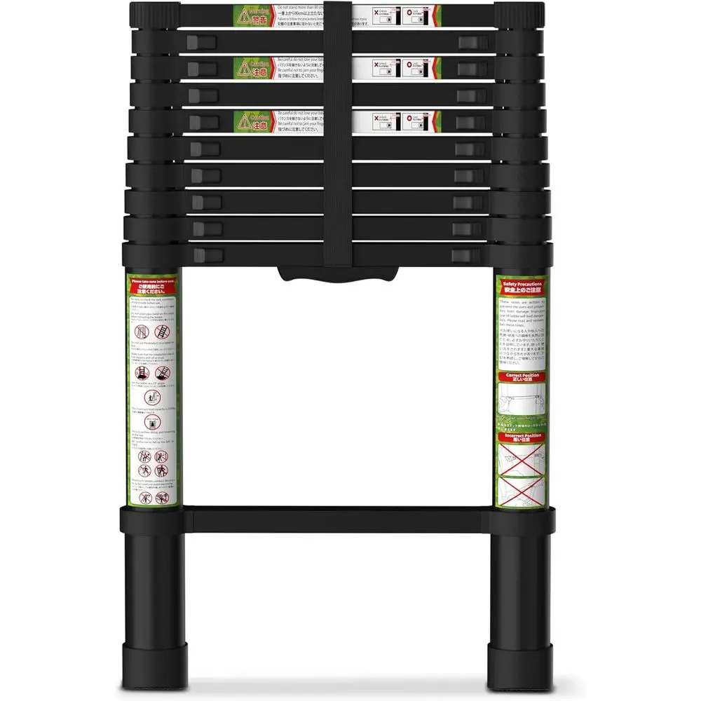 Telescoping Ladder or RV & Attic, 10.5T Extension Ladder with Dual Locking Mechanism, Max Load 330lbs, Compact oldable Ladder or