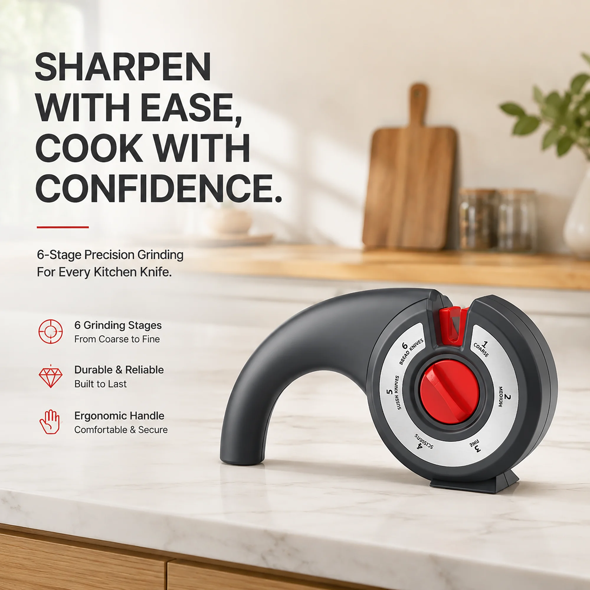 Taidea 6 in 1 Multifunction Manual Knife Sharpener Tungsten Ceramic 320 1000 Grit Scissors Sharpening Tool Kitchen Must Have