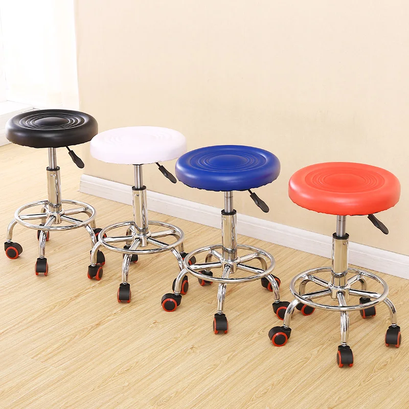 Durable PU Bar Chair Lift Beauty Chair 360 Degree Rotation Barber Chair With Safety Pneumatic Rod High Strength Nylon Wheel