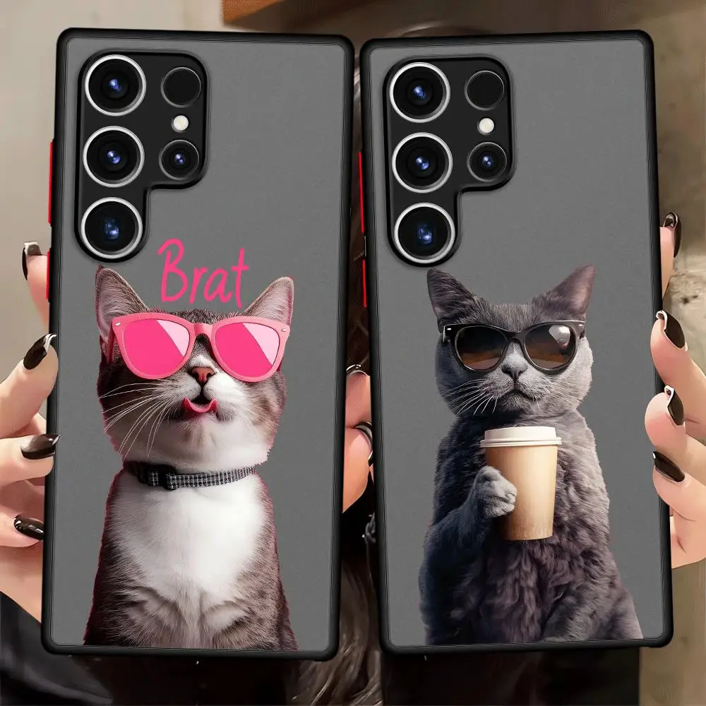 Case for Samsung Galaxy S21 Note 20 Ultra 10 S24 Plus S26 S22 S20 S25 Ultra S23 FE Phone Cover Cartoon Cat