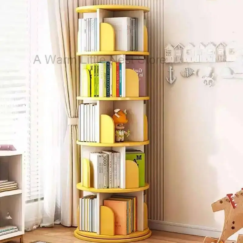 خزانة كتب دوارة على الحائط بعجلات باب متنقل خزانة كتب دوارة فنية من الخيزران Meuble Rangement Chambre أثاث Etudiant #4