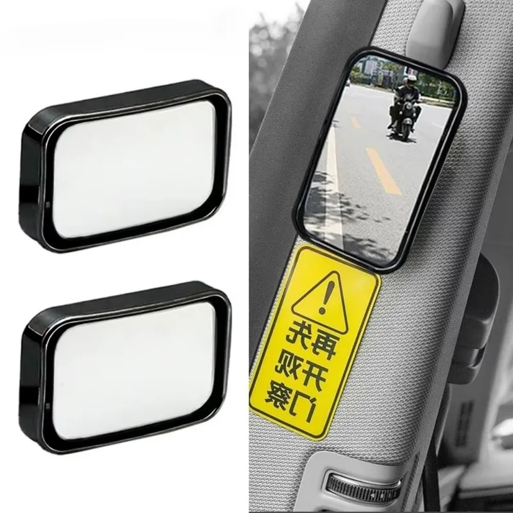 

2Pcs New Adjustable Rearview Mirror Car Blind Spot Black Rear View Mirror HD Glass Wide Angle Convex Mirror For Back Passenger