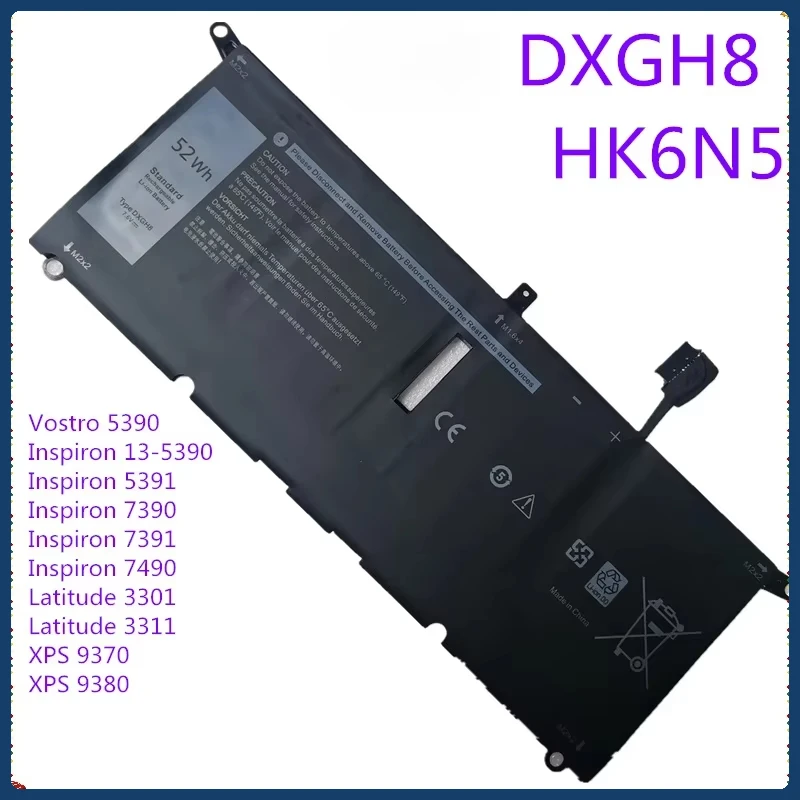 New DXGH8 Laptop Battery For Dell XPS 13 9380 9370 7390 For Dell Inspiron 7390 2-in-1 7490 G8VCF H754V 0H754V P82G