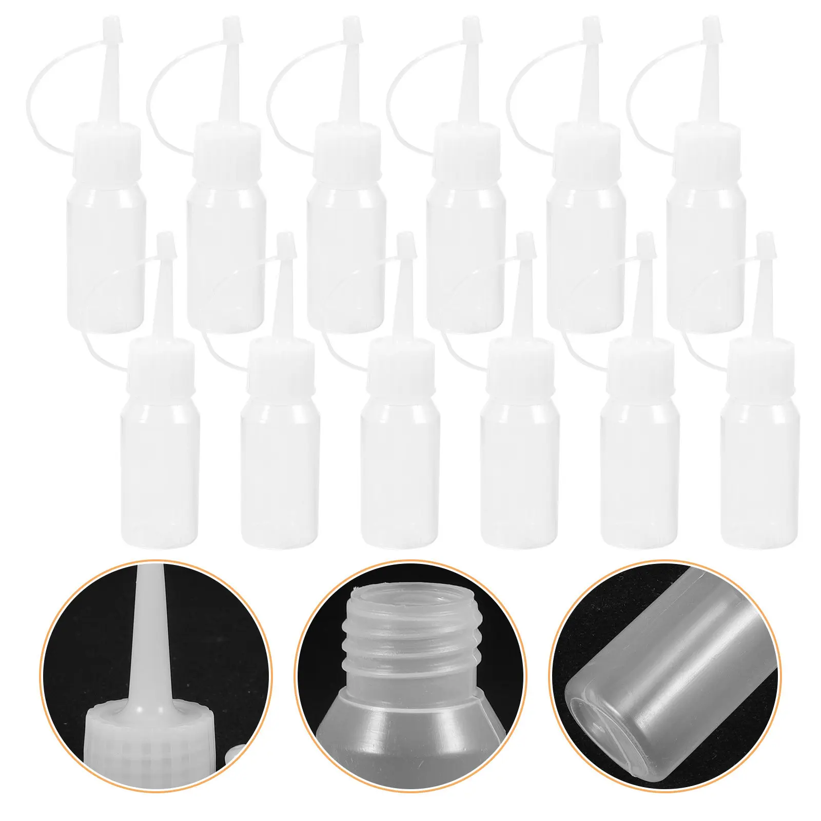 12Pcs Hair Dye Bottles Pointed Mouth Plastic Refillable Bottles for Hair Coloring Application Salon Household Oil Dispensing