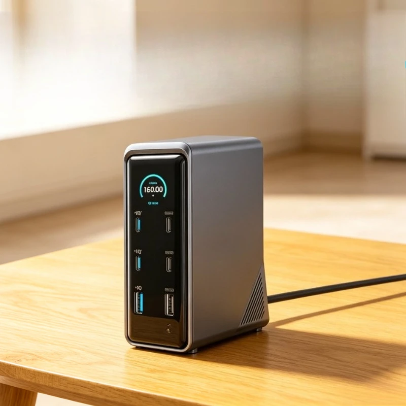 14‑in‑1 Docking Station Customized with Smart Control Display 160W Fast Charging HDMI 4K 10Gbps Adapter for Laptop Hard Drives