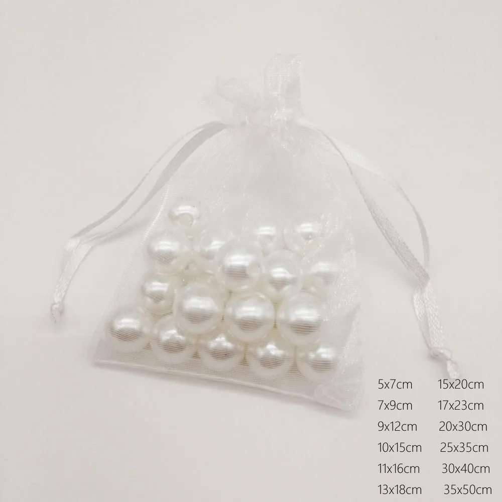 حقيبة هدايا بيضاء بالجملة الرباط حقيبة من الأورجانزا 100 قطعة حقائب هدايا الأورجانزا لحفلات الزفاف أكياس أكياس تغليف المجوهرات كيس التخزين