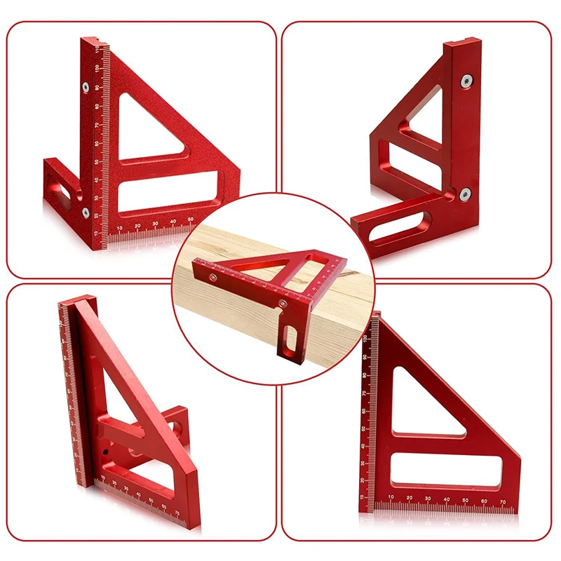 Woodworking Square Protractor Aluminum Alloy Miter Triangle Ruler High Precision Layout Measuring Tool for Engineer Carpenter