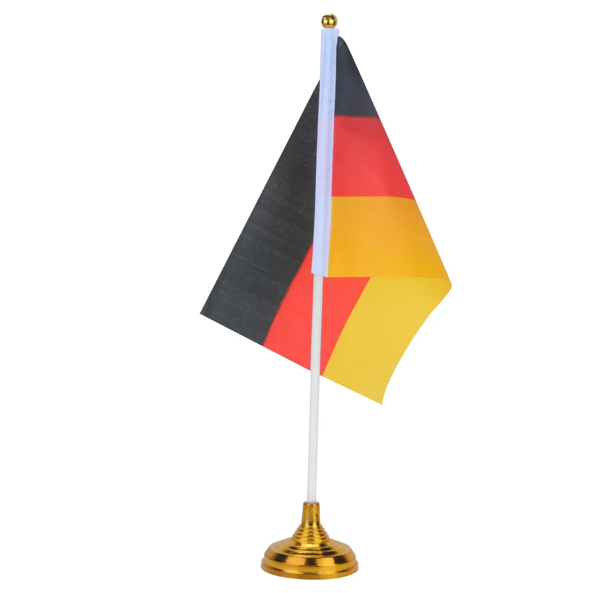 12Pcs Germany Desktop Flag Desk Decor Polyester Plastic Base Stable Lightweight Small Mini Flag for Home Office Party Festival