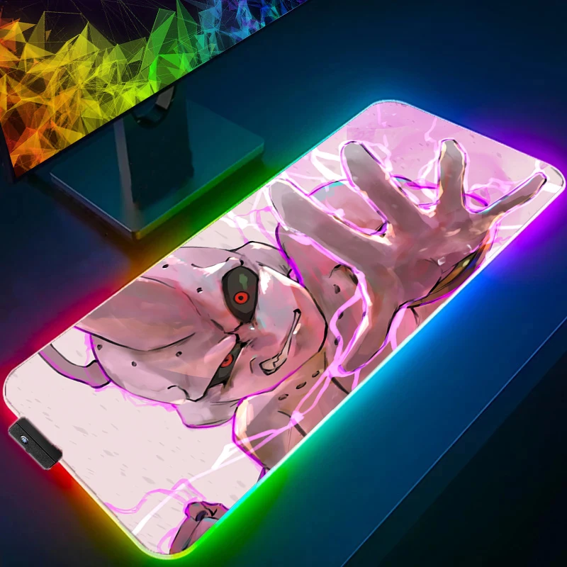 

Dragon Ball Majin Buu Mouse Pad RGB Gaming Accessories Gabinete Gamer PC Computer Desk Mat Backlight Keyboard Tablet Mousepad XL