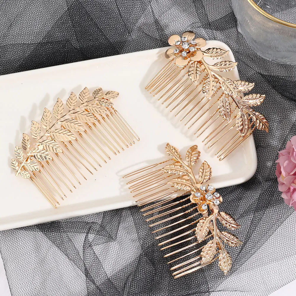 Golden Leaf Hair Comb for Women Bridal Romantic Charm Headdress fashion Wedding Classic Hair Combs Elegant Headwear Accessories