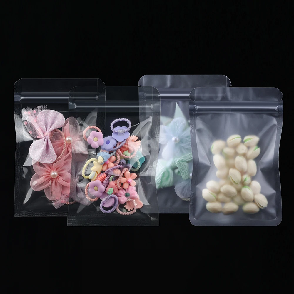 50/100 Stück Matte Transparente Mylar-Beutel Kunststoff-Verpackungsbeutel Schmuck-Einzelhandels-Aufbewahrungsbeutel Geschenk-Zip-Lock-Beutel