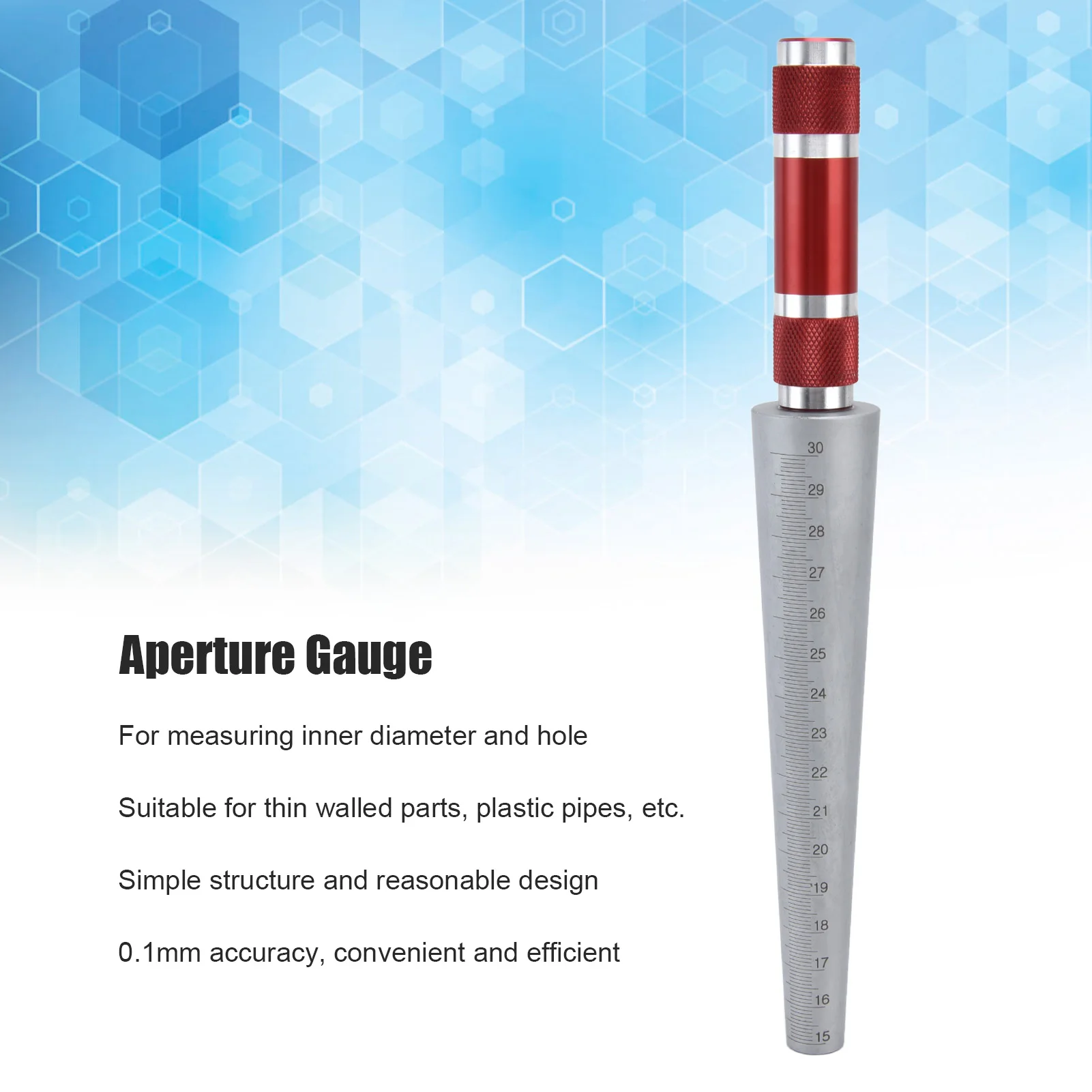 Aperture Gauge Conical Feeler Ruler Stainless Steel Inner Diameter Measuring Tool 15‑30mm