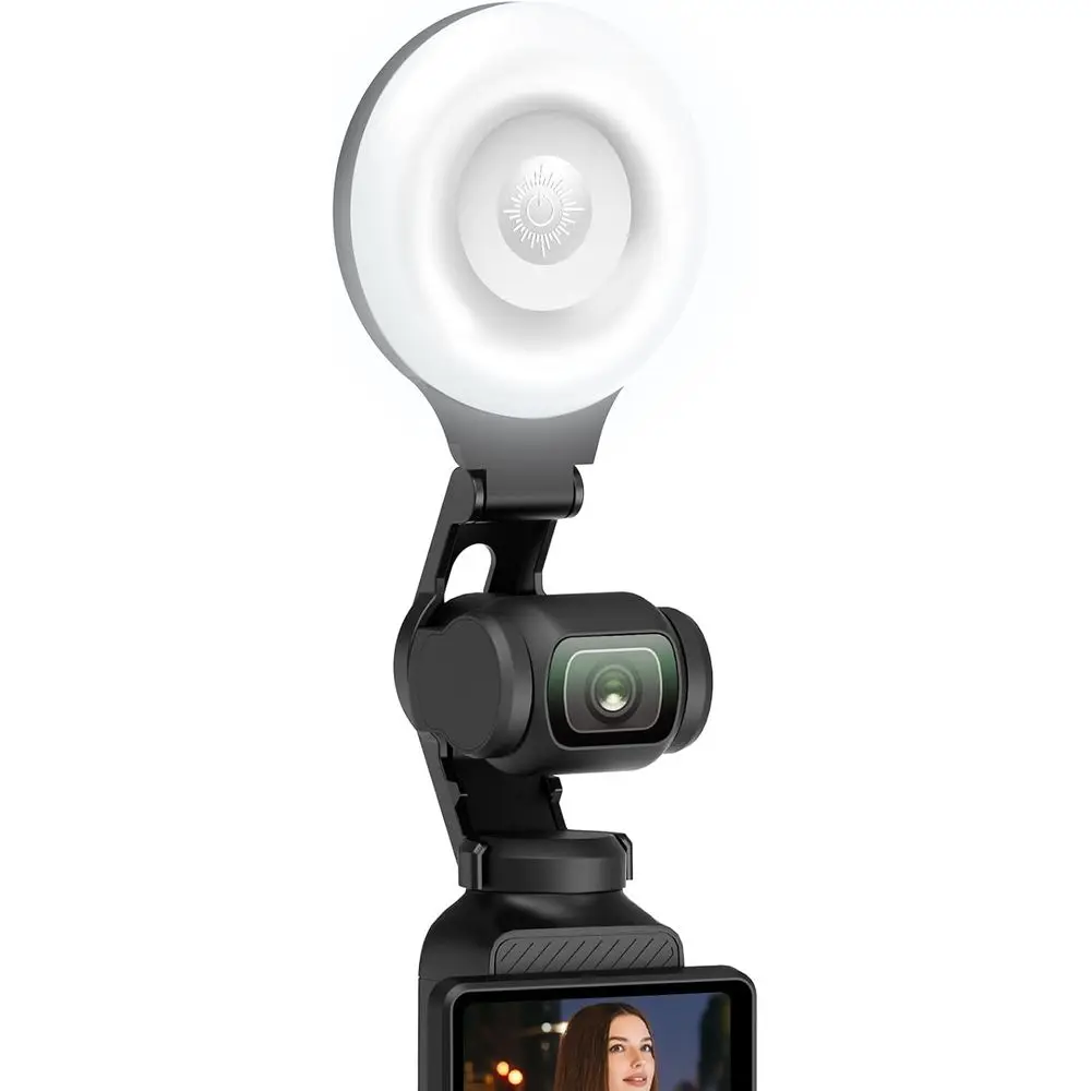

Portable 3-Color Temperature Adjustable LED Light with Auto-Follow Gimbal for Vlogging, CRI≥95, 2500-9000K, 2W USB-C (Black)