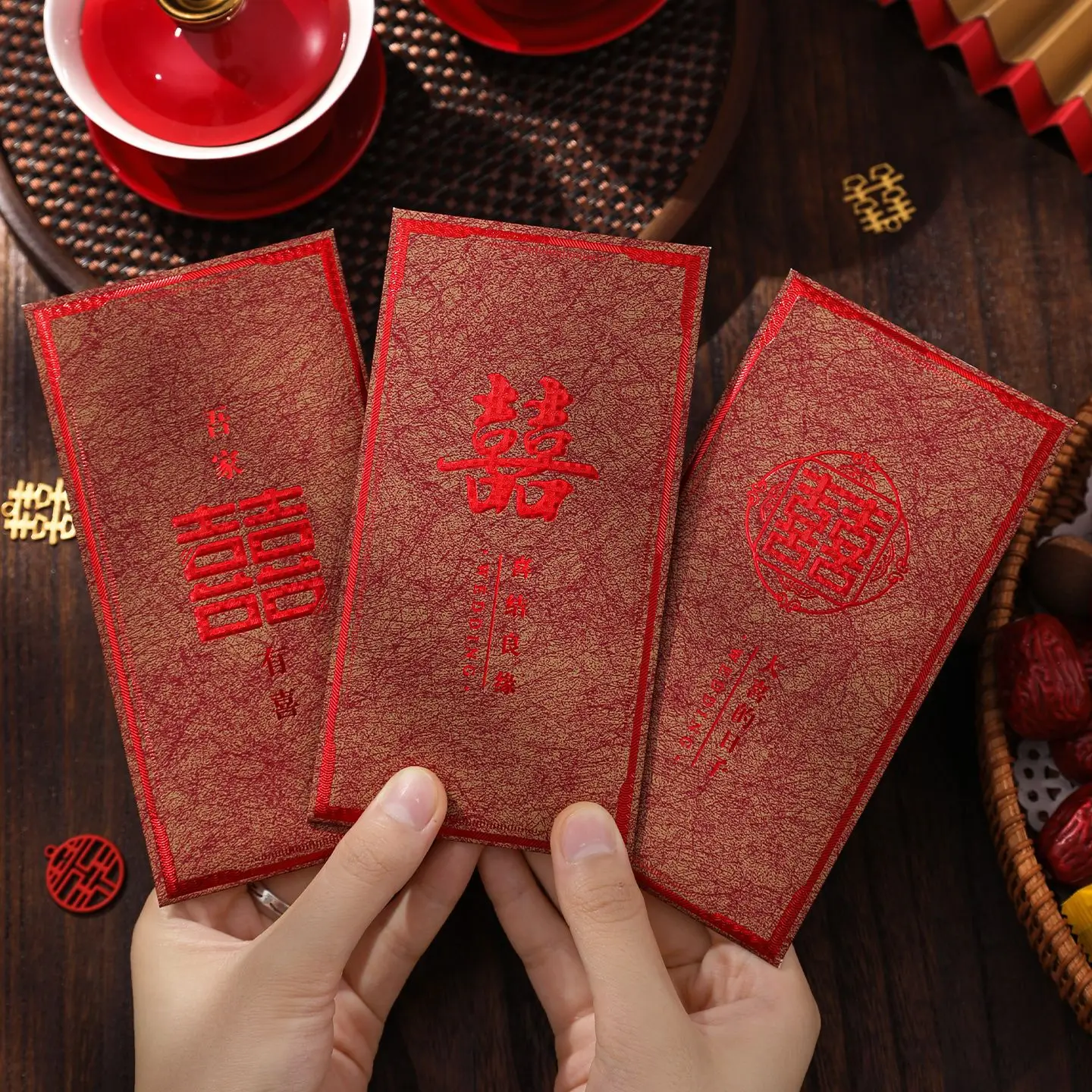 6 шт. красные пакеты свадебные специальные высококачественные прием родственников LiYi печать блокирующая дверь свадебные креативные подарочные пакеты