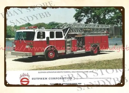 home decor less fire truck firefighting apparatus Mini-Tower metal tin sign-Aluminum