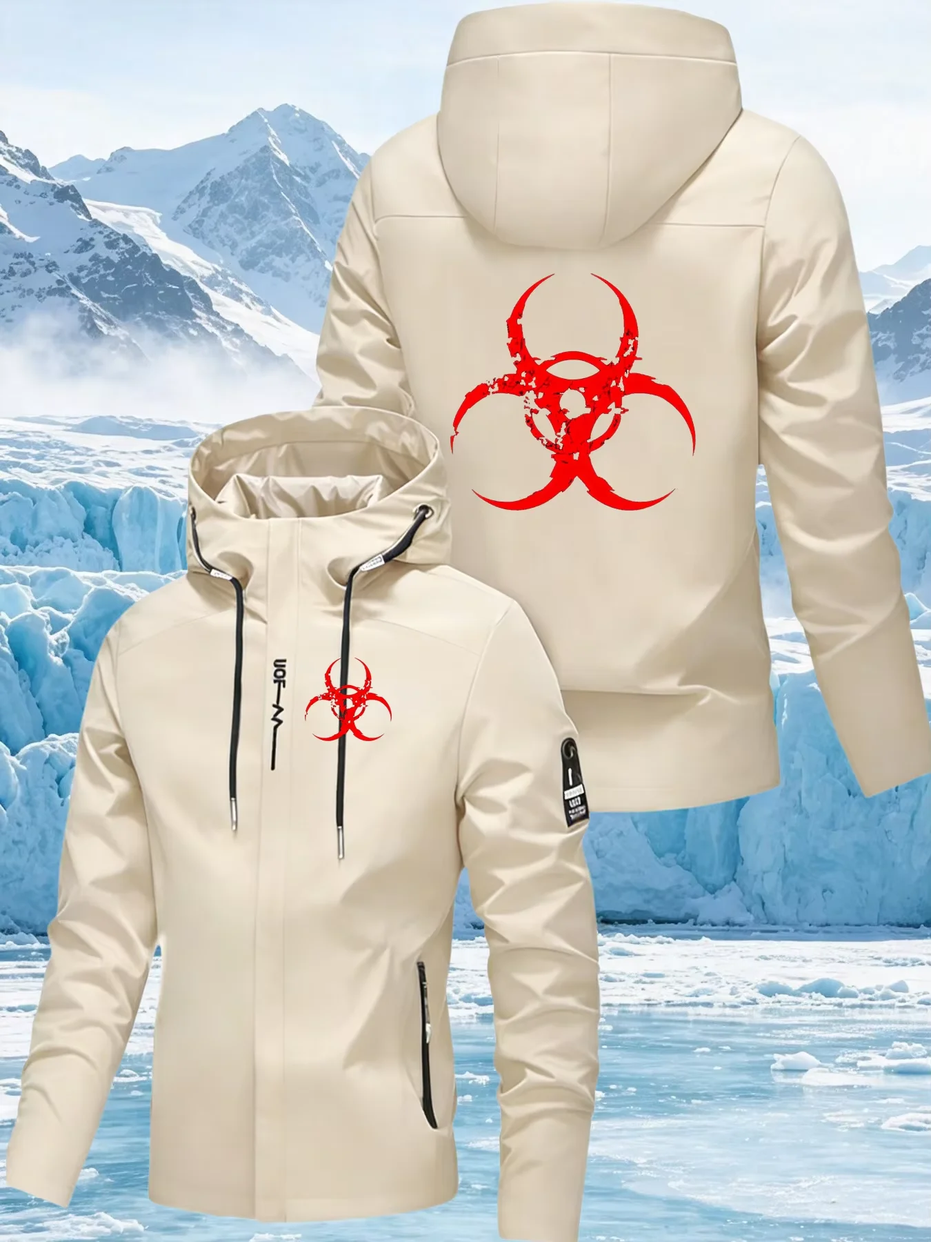 High end trendy brand autumn hot item racing design print elements zipper pocket hoodie jacket men's casual sports windproof top