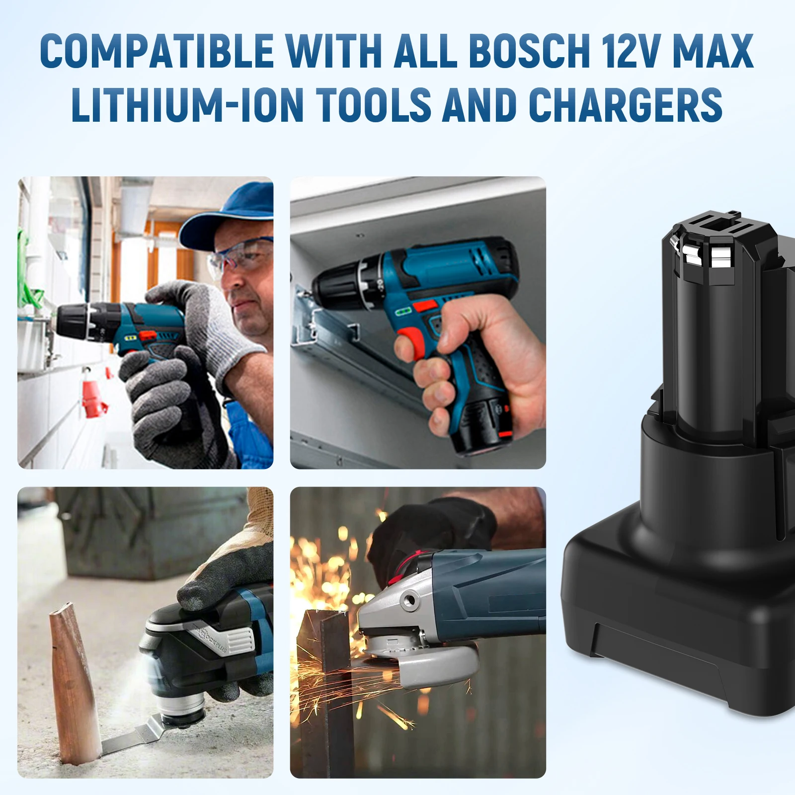 لبوش BAT420 استبدال البطارية 12 فولت 6000 مللي أمبير BAT412A BAT413A D-70745Gop 2607336013 2607336014   أداة بطارية قابلة للشحن