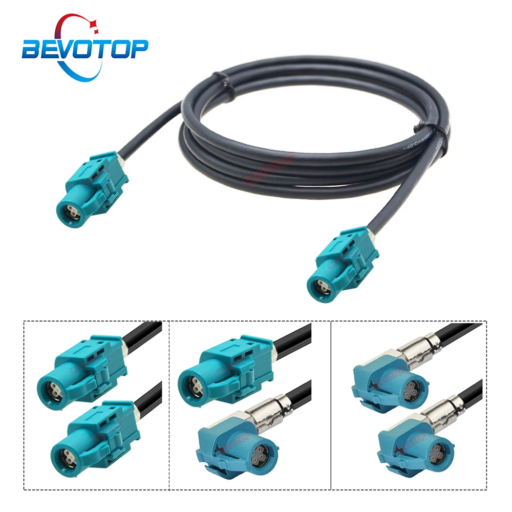 

BEVOTOP Auto Cable 4Pin HSD LVDS Universal Z Female to Z Female Straight/Right Angle 90° Water Blue Jack 535 4-Core Wire Harness