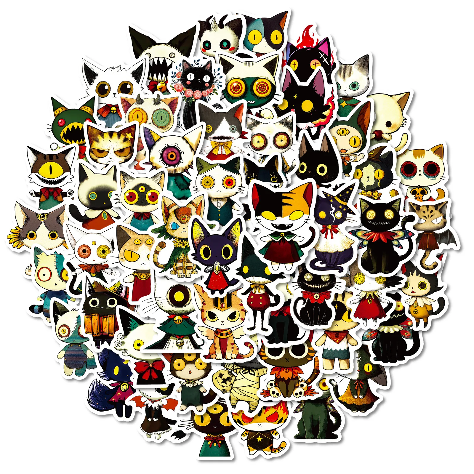 

56PCS Strange Cat Graffiti Stickers Funny Personalized Cartoon Cats Decal DIY Notebook Phone Suitcase Guitar Classic Kid Toys