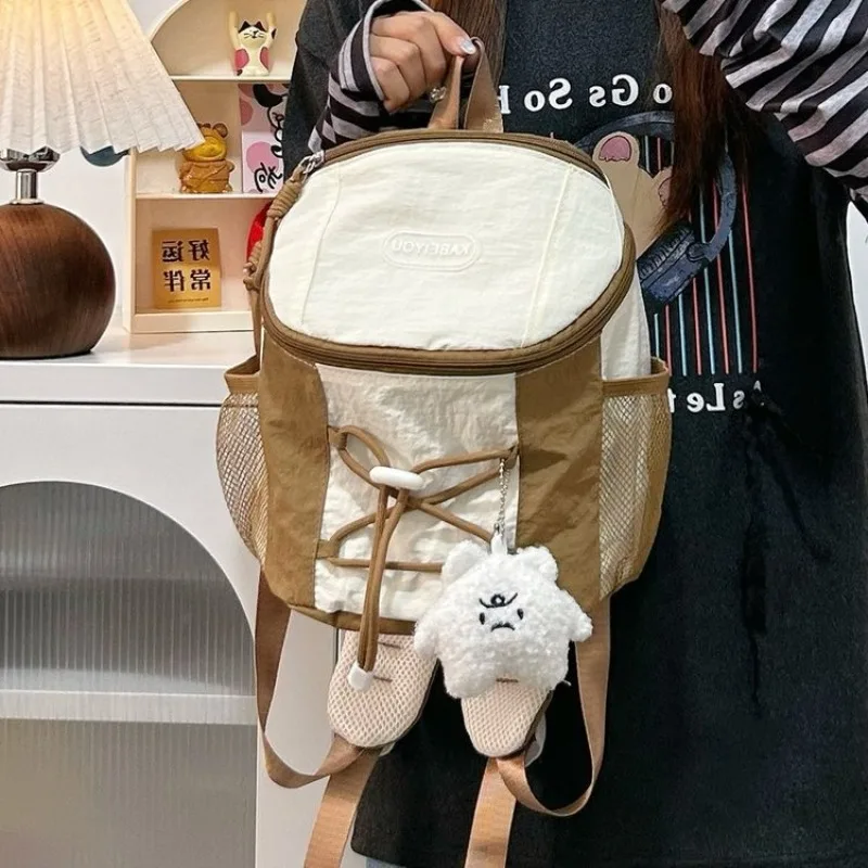 HAEX Dopamine Harajuku Backpacks Women 2025 Casual Light Nylon Patchwork Bags Female Small Capacity Daily Outgoing Bolso Mujer