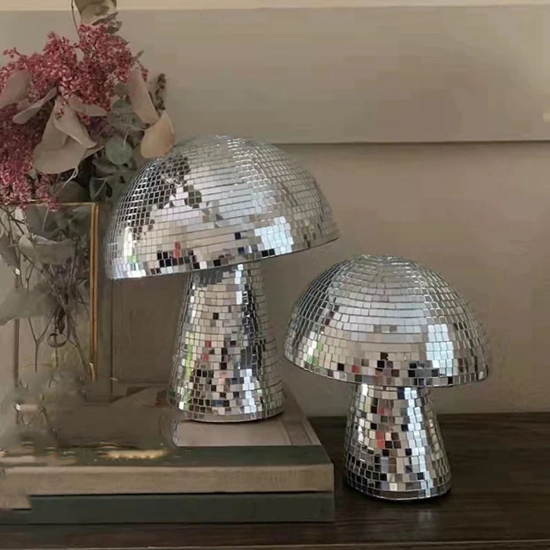 9In Mushroom Shape Disco Mirror Ball Bedroom Decoration Aesthetic Retro Reflective  Mushroom Party Home Decor Durable