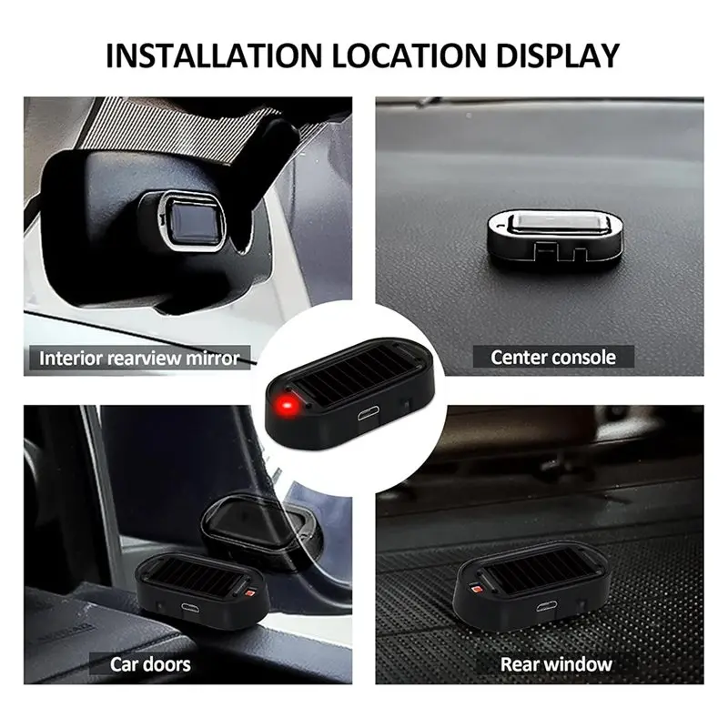 A66P-Solar-Powered Car Security Light, Simulated Dummy Alarm, Warning LED Flashing Lamp, Caution Light 2Pcs