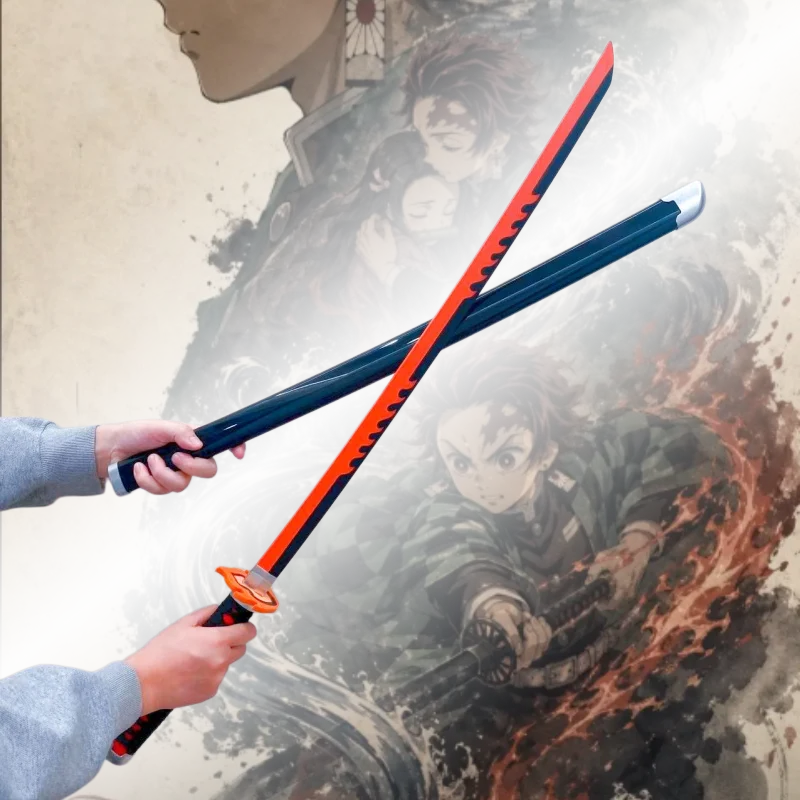 Katana de Demon Slayer de 41 pulgadas/104 cm, Espada Ninja de Anime, Cuchillo de Cosplay de Demon Slayer, Réplica de Tamaño Real, Sabre Samurái, Katana Japonesa