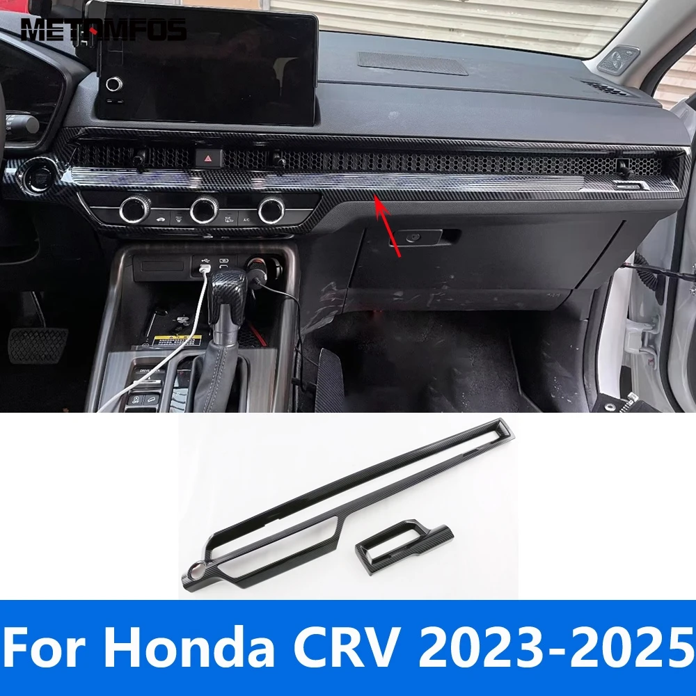 

Для Honda CR-V CRV 2023 2024 2025, центральная консоль из углеродного волокна, панель приборной панели, вентиляционное отверстие для кондиционера, отделка автомобильных аксессуаров