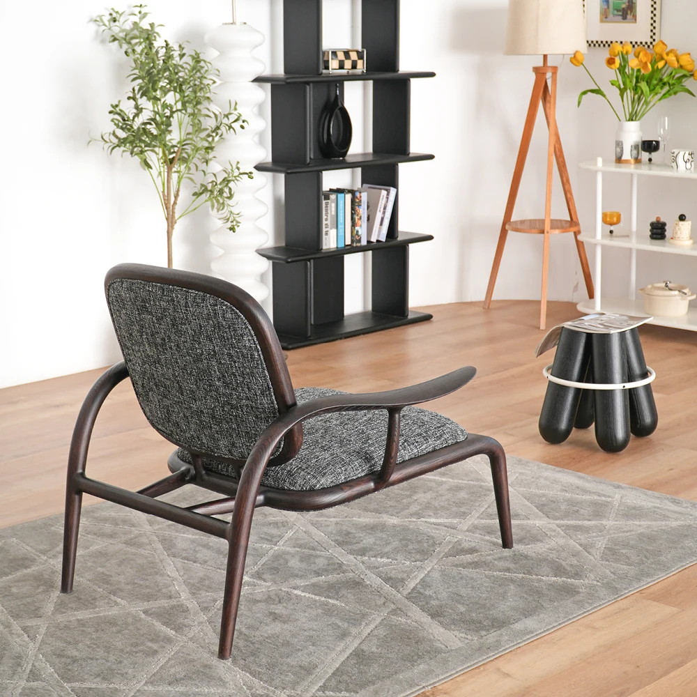Factory Wholesale Nordic Solid Wood Cord Paper String Leisure Chair Living Room Single Sofa in Stock Wooden Frame Sofa