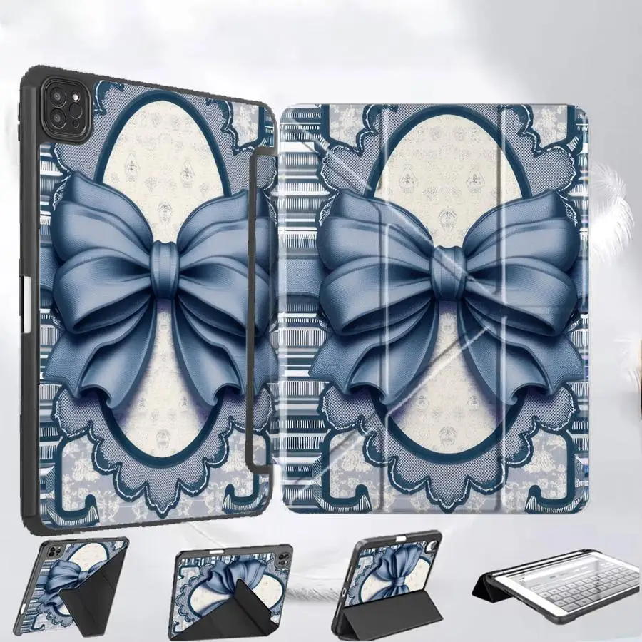 

Vintage Lace Bow Frame Art Tablet Case For iPad Air 4 5 M3 M2 M4 11inch Pro 2025 Mini 6 7 Pro 11th 10th 9th 8th 7th 12.9inch