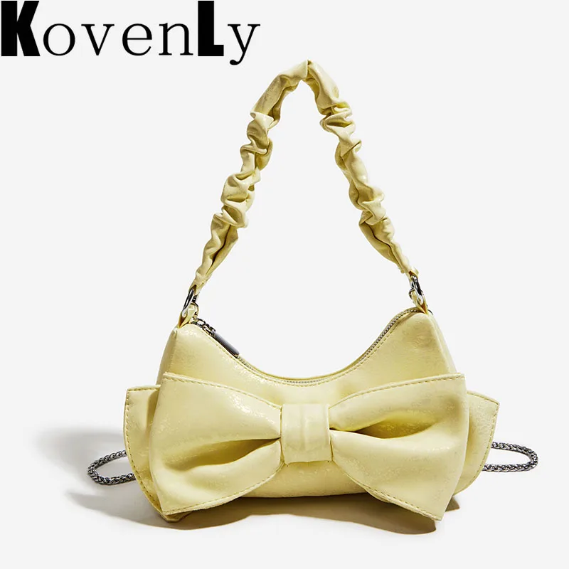 

Women Bag Fashion Big Bow Design Bag Summer Bright Color Shoulder Baguette Bag Cute Retro Young Lady Handbag And Purse