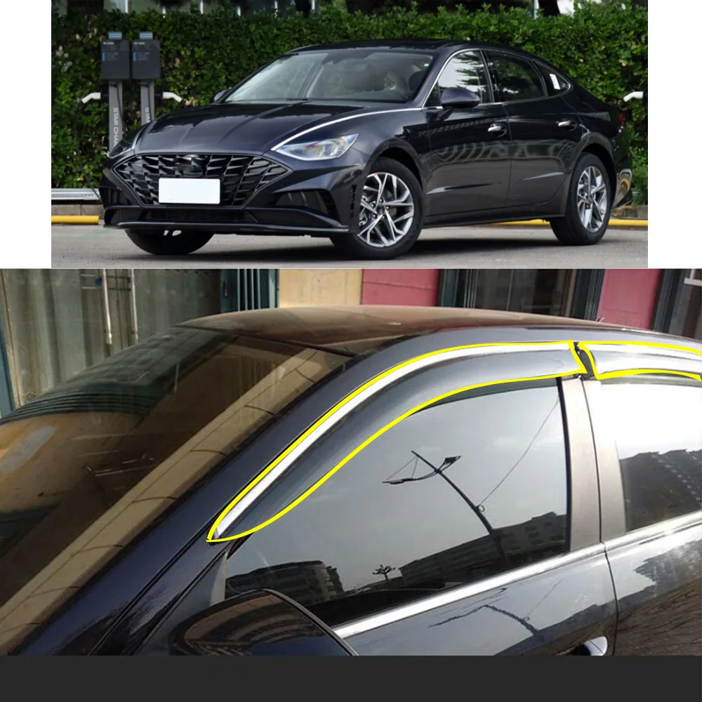 

Car Body Styling Sticker Plastic Window Glass Wind Visor Rain/Sun Guard Vent Parts For HYUNDAI Sonata DN8 10Th 2020 2021 2022