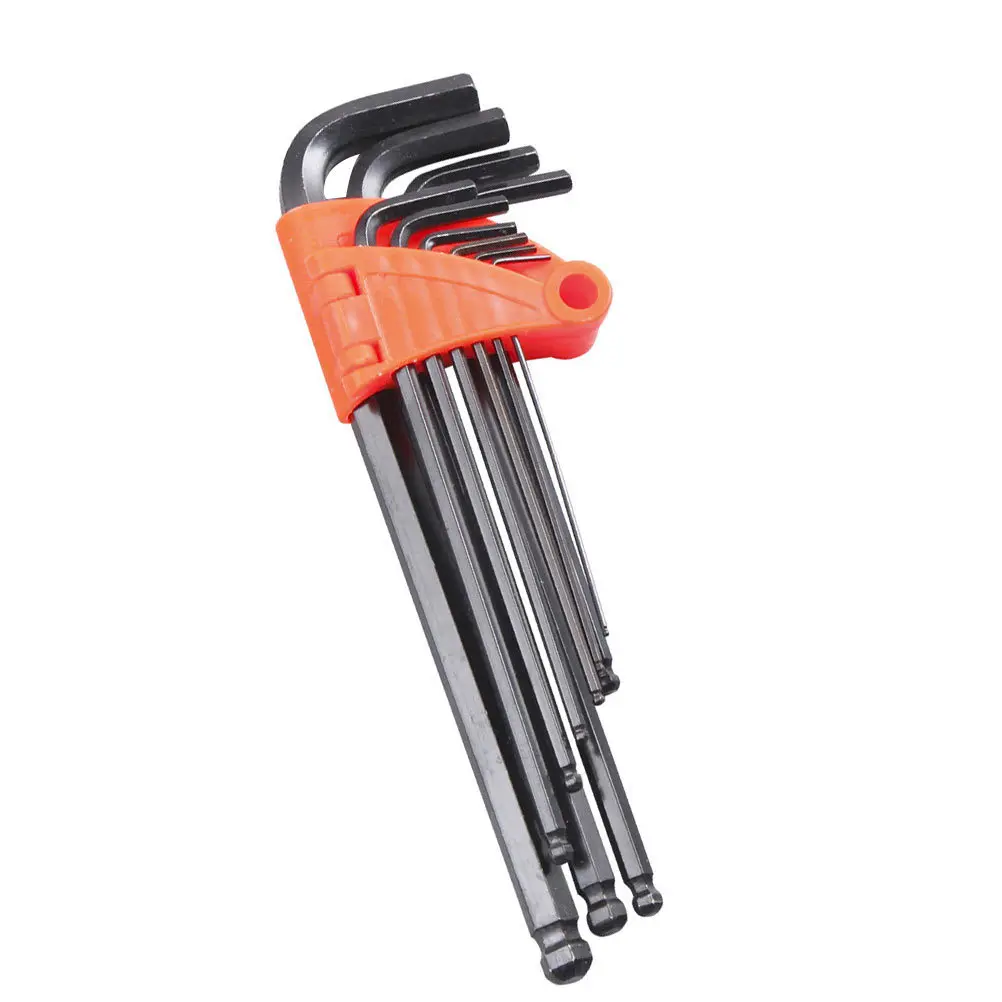 

9Pcs Hex Key Set Ball Head L-Shape Wrench Kit High Hardness Anti-Rust Foldable PVC Holder for Vehicle Maintenance Repair Tool