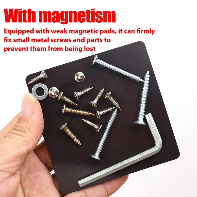 4.5Inch Magnetic Parts Tray Square Silicone Foldable Collapsible Suction Bowls Storage Holder for Bolts Nuts Washers Pins Screw
