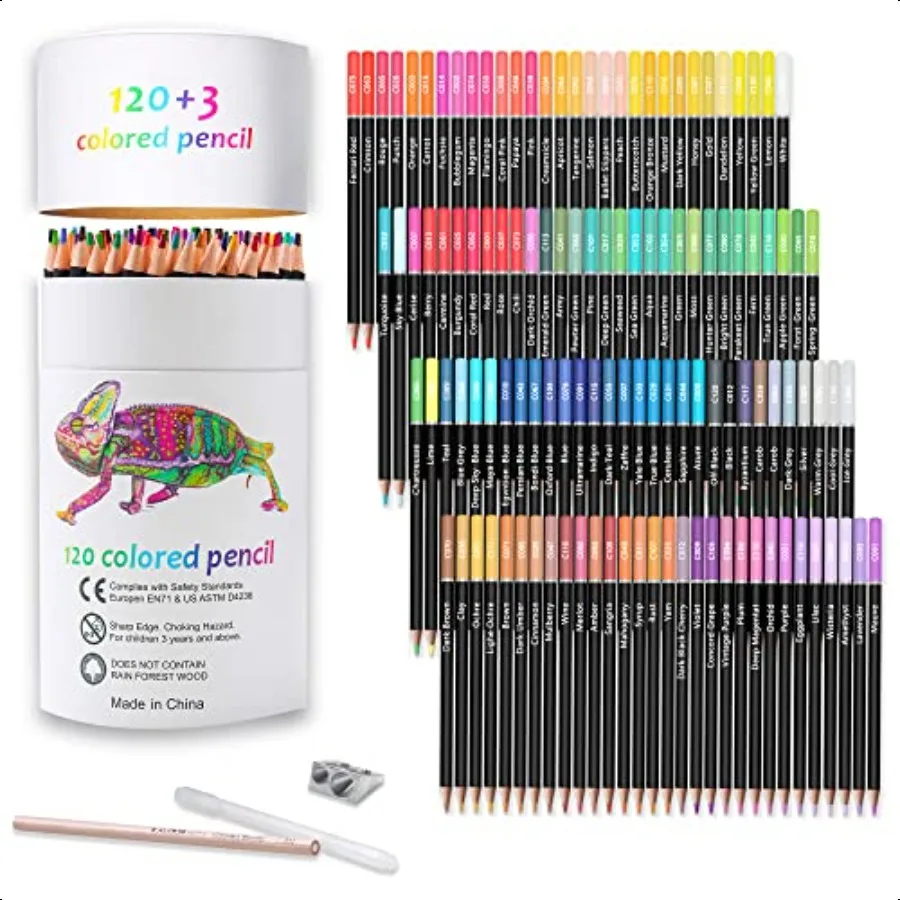 

Premium Colored PencilsSet of 120 Colors Artists Soft Core with Vibrant Color Ideal for Drawing Sketching Shading Coloring Penc