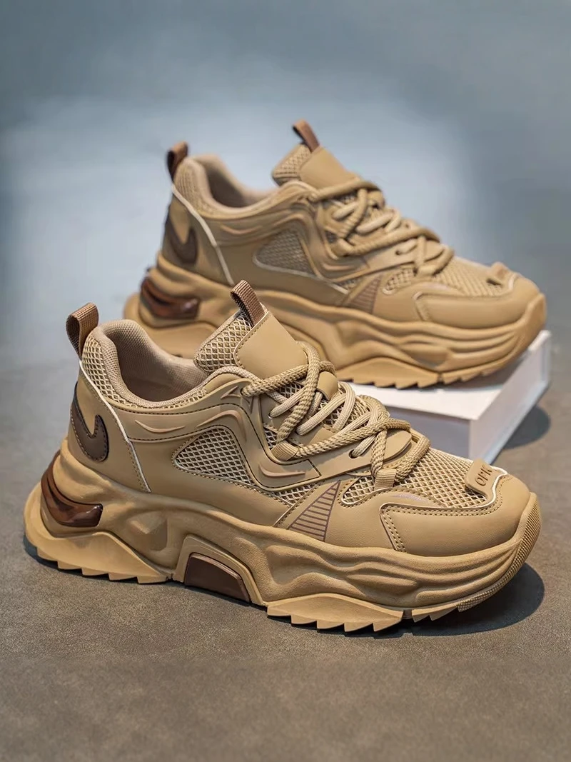 Men's Running Shoes 2026 New Fall Thick Bottom Heightening Casual High-End Feeling Student White Dad Trendy Shoes
