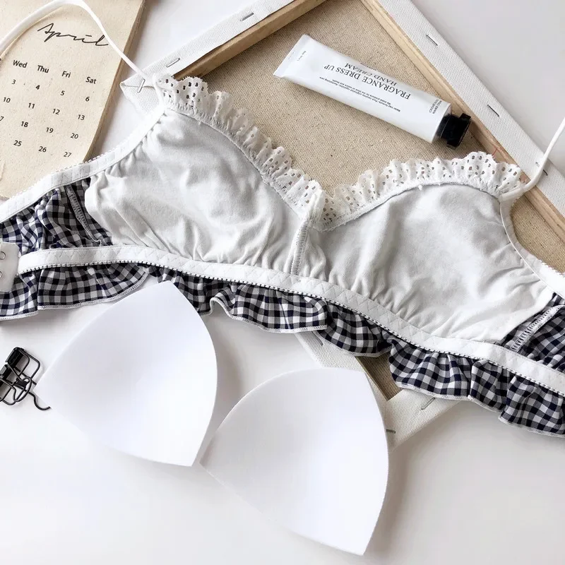 Bra Set for Cotton grid Bra for Girls Teens Underwear Sets for Teenagers Lingerie woman Underwear Kids padded Bra and panty