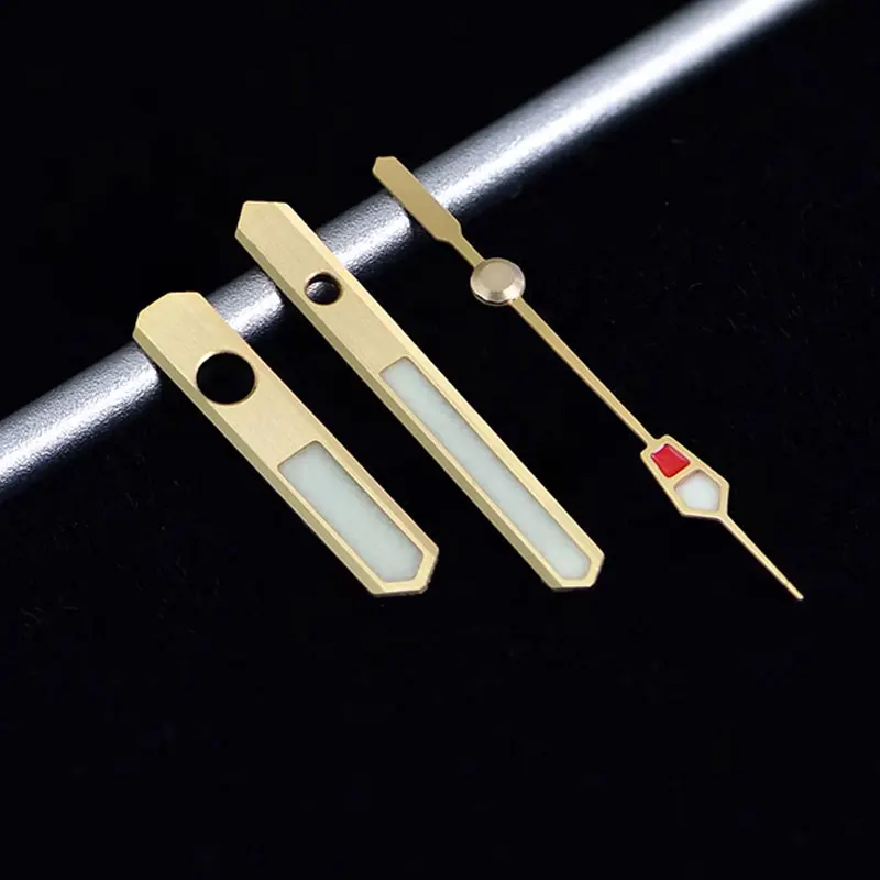 Watch Parts SBDX001/MM300 Brushed Steel/Golden Green Luminous Watch Hand Top Flat Second Needle Suitable For NH35/36 Movement