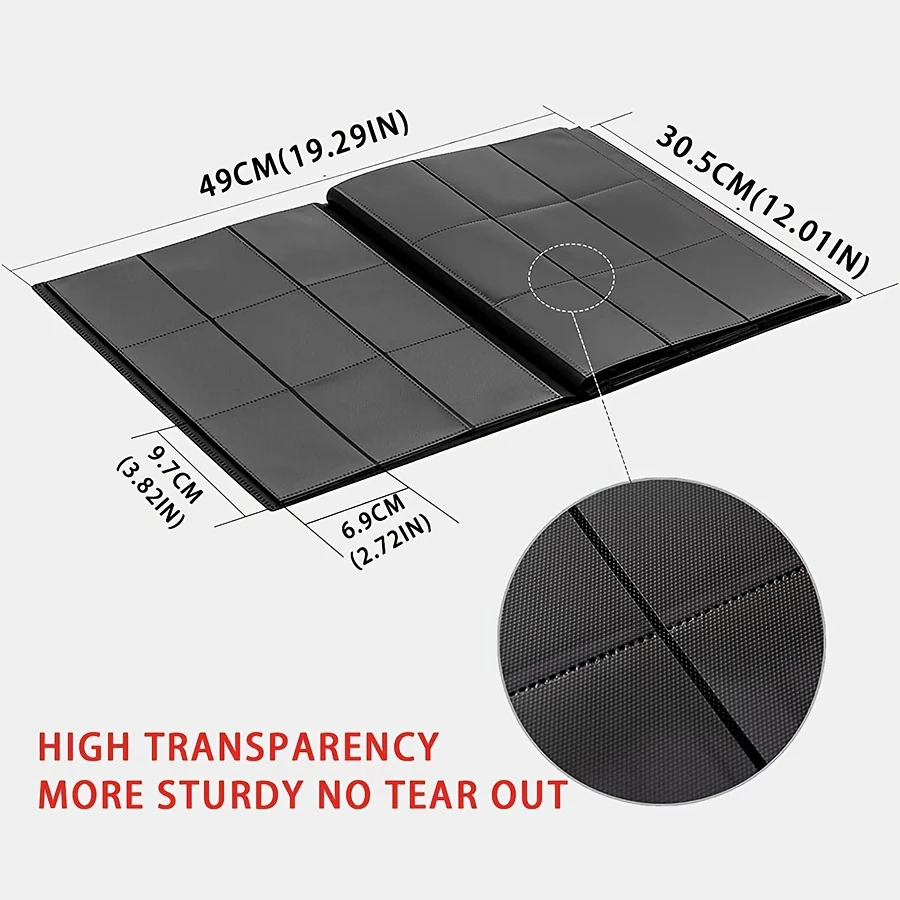 Black Card 9 Pocket Card File Folder, Pocket Card File Folder Pocket Card Album, Capacity 360 Cards
