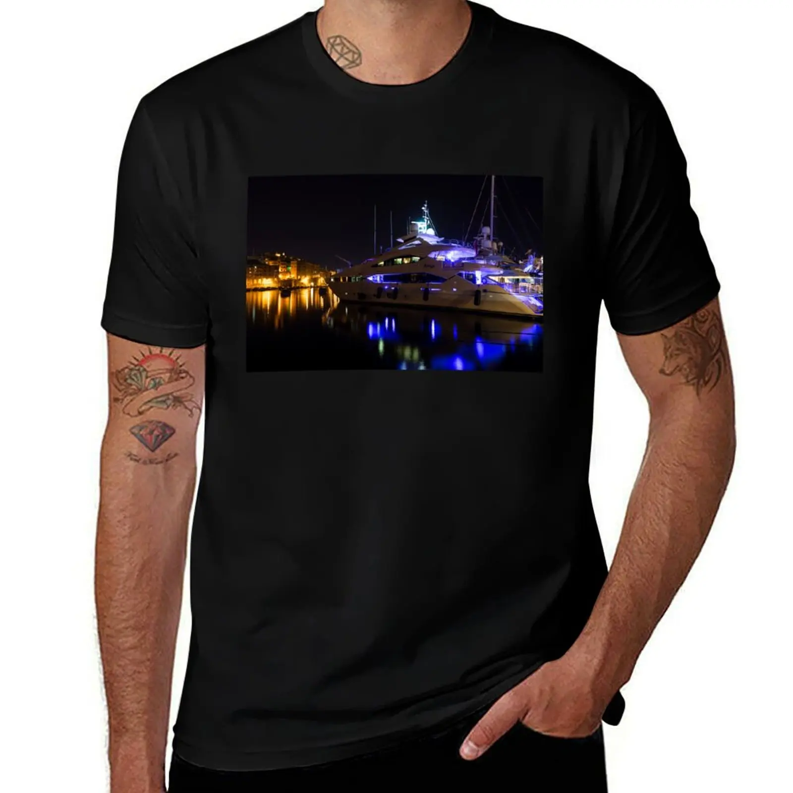 Reflecting on Malta - Grand Harbour Marina T-Shirt Classic Crew Neck Cotton T-Shirt