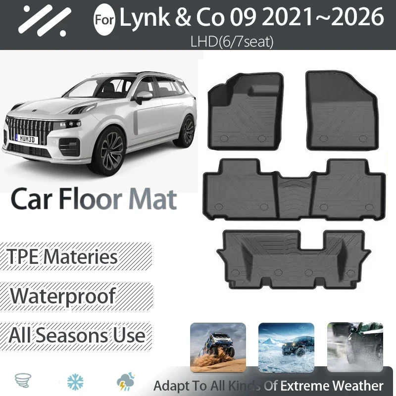 Car Floor Mats For Lynk & Co 09 2021 2022 2023 2024 2025 2026 6seat 7seat Fuel PHEV Anti-dirty Pads LHD Foot Carpets Accessories