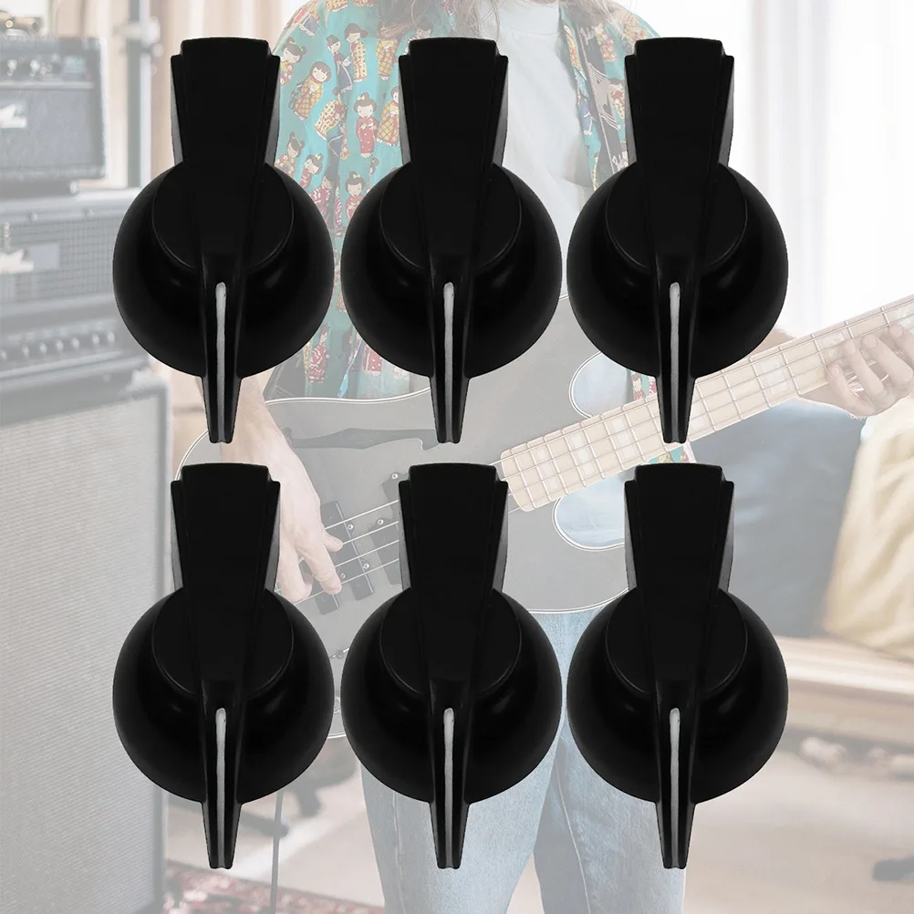 

6Pcs Plastic Potentiometer Knob Durable Guitar Amp Replacement Caps Black Creative Shape Design Potentiometer Knob