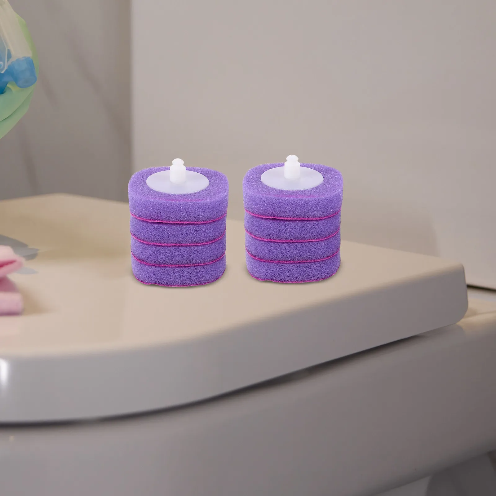 8Pcs Toilet Brush Replacement Disposable Heads Toilet Bowl Cleaning Replacement Household Bathroom Tool Purple