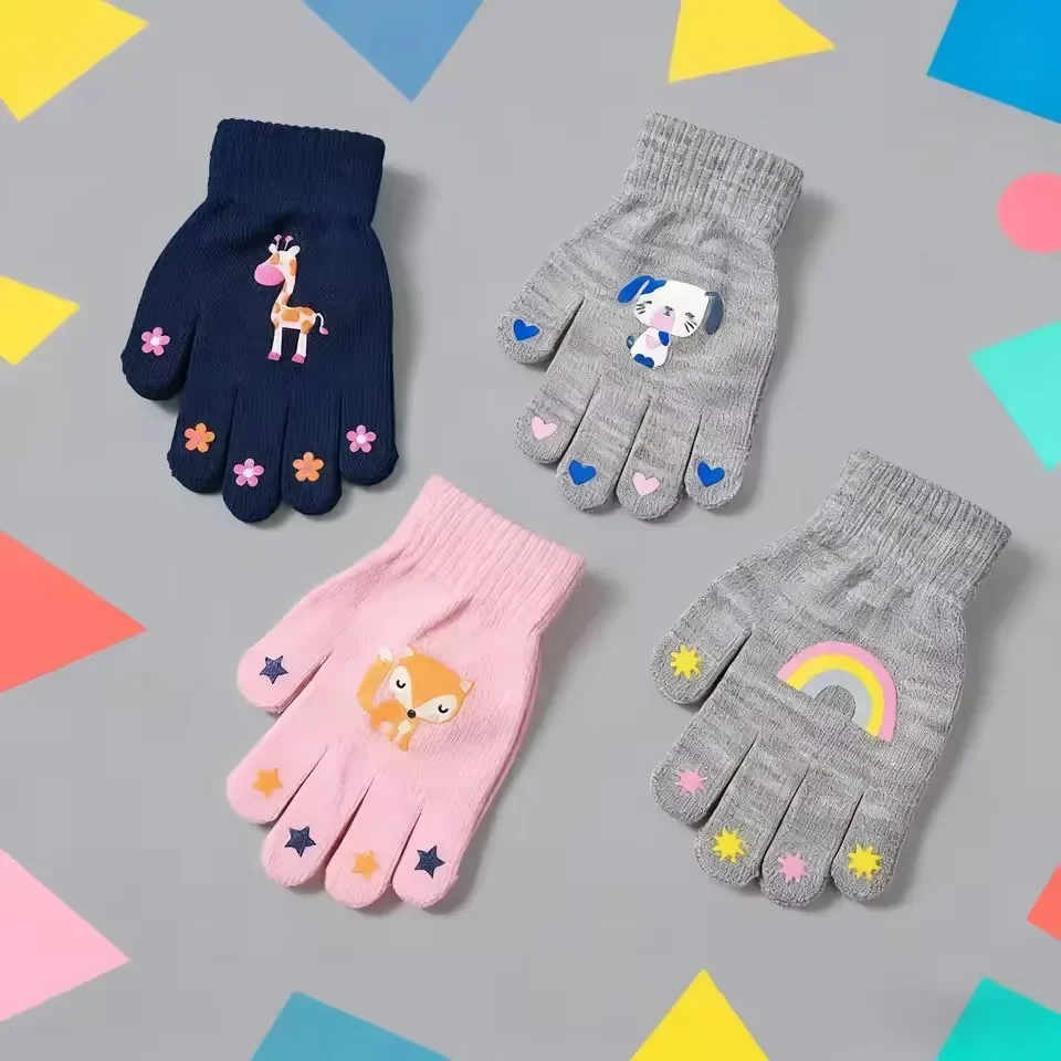 Kids Knitted Gloves Cute Cartoon Animal Childlike Fun Outdoor Paly Gloves Winter Autumn School Girls Boys Gift Children Gloves