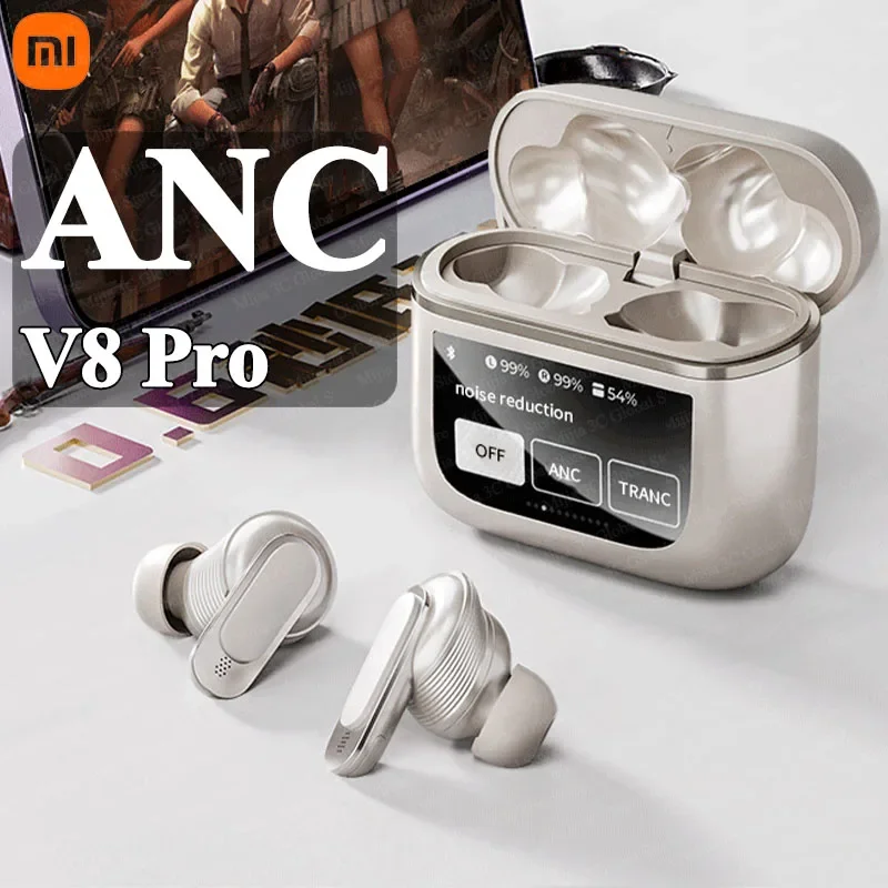 XIAOMI V8 ANC Wireless Earphones smart screen Bluetooth 5.3 Headphones TWS Earbuds Sports Headset With Mic For Android iOS